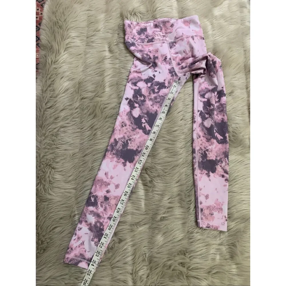 Athleta Girl High Rise Printed Chit Chat Tight Legging Moonstone Pink L/12
